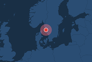 Red dot in the map, indicating the Mullvad VPN app as disconnected.