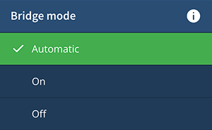 OpenVPN bridge mode setting, listing the different options.