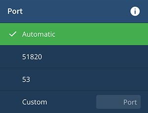 WireGuard port setting, listing the different options.